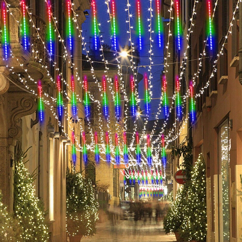 STONESKY 192 LED Meteor Shower String Lights Garden Falling Rain Light Xmas Party Decor