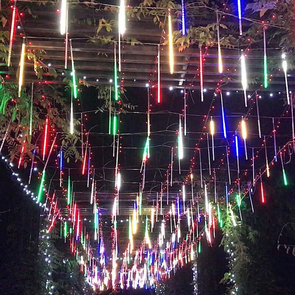 STONESKY 192 LED Meteor Shower String Lights Garden Falling Rain Light Xmas Party Decor