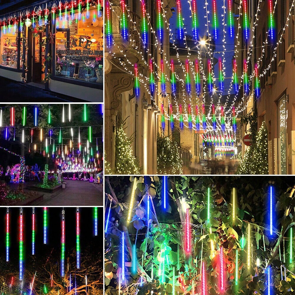STONESKY 192 LED Meteor Shower String Lights Garden Falling Rain Light Xmas Party Decor