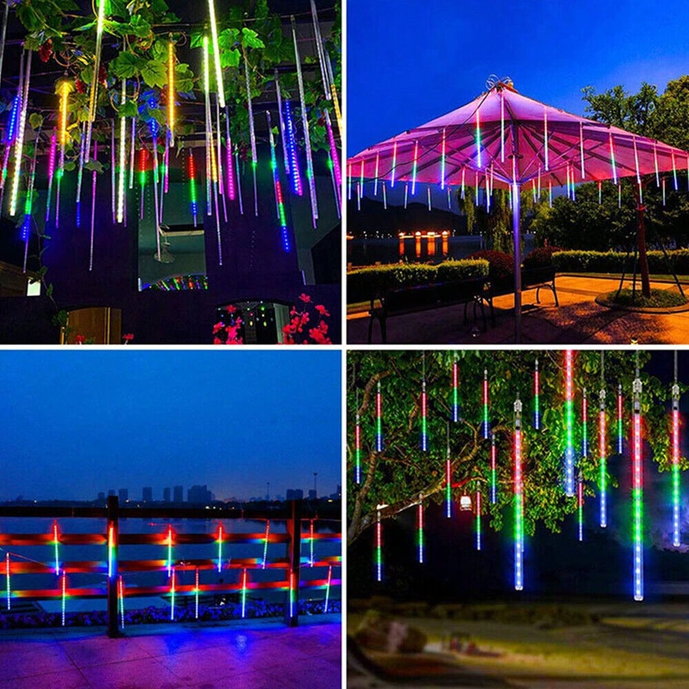 STONESKY 192 LED Meteor Shower String Lights Garden Falling Rain Light Xmas Party Decor