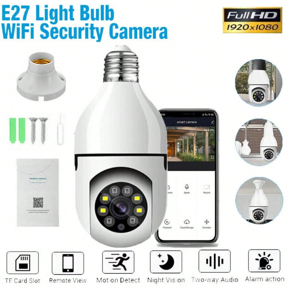 STONESKY 360° 1080P E27 Light Bulb IP Camera Wi-Fi IR Night Smart Home Wireless Securit