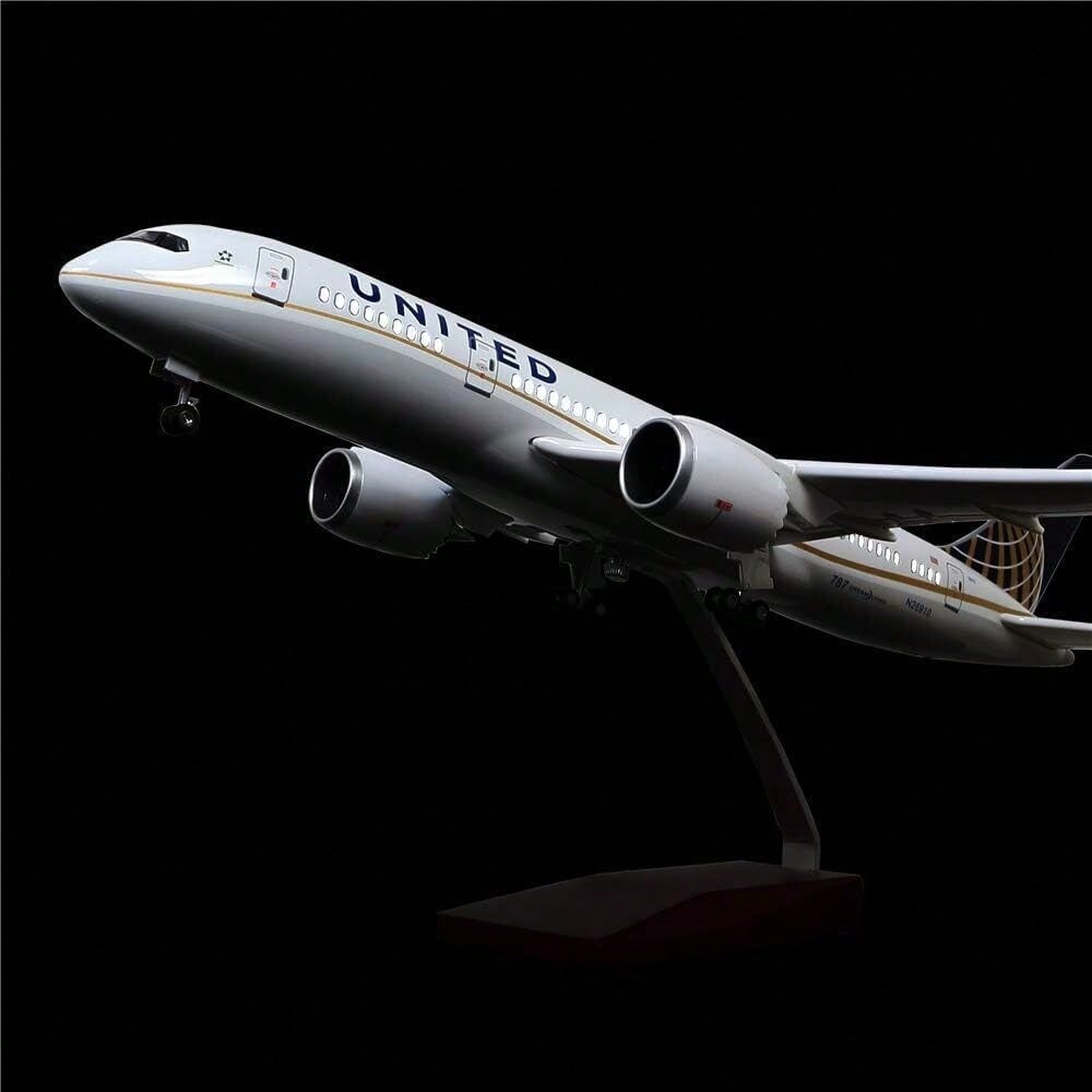 STONESKY 1/130 United Airlines Boeing B787 Replica Airplane Plane Model Voice LED Lights
