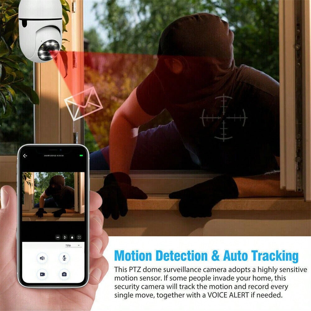 STONESKY 1080P E27 Light Bulb Camera 2.4G Night Vision IR Smart Home Wireless Camera US