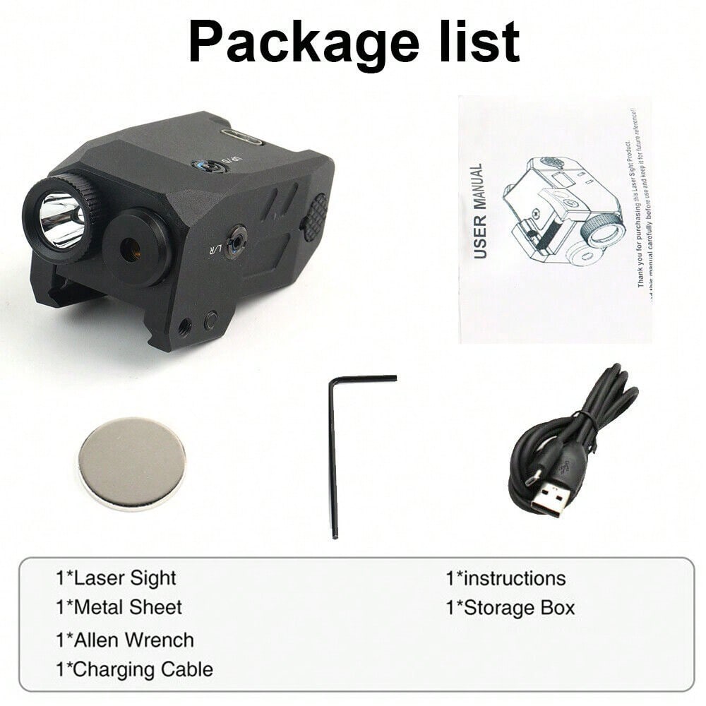 STONESKY Green/Red Laser Sight Flashlight Combo Rechargeable For 20-21mm Picatinny Rails