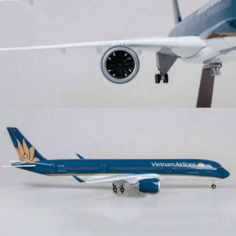 STONESKY 18" Vietnam Airlines A350 Airplane Model W/Wheel Light 1:142 Resin Aircraft Toy