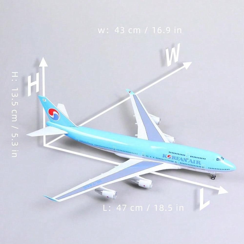 STONESKY 1:160 Korean Air Airbus A380 Resin Airplanes Model Ornament W/ LED Light Wheel