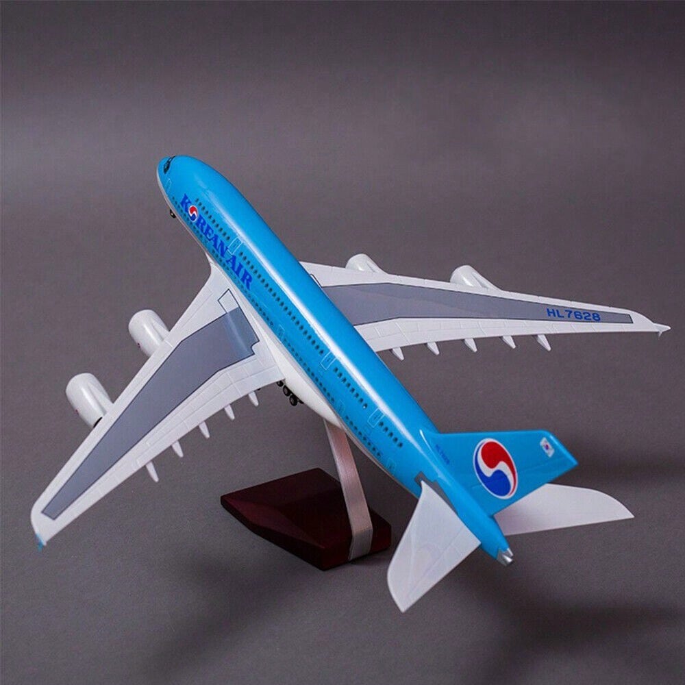 STONESKY 1:160 Korean Air Airbus A380 Resin Airplanes Model Ornament W/ LED Light Wheel