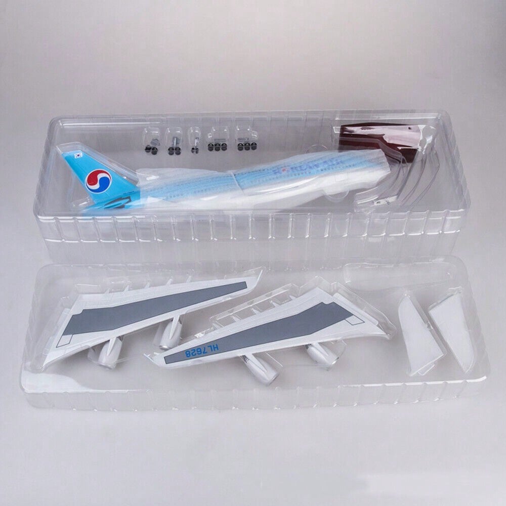 STONESKY 1:160 Korean Air Airbus A380 Resin Airplanes Model Ornament W/ LED Light Wheel