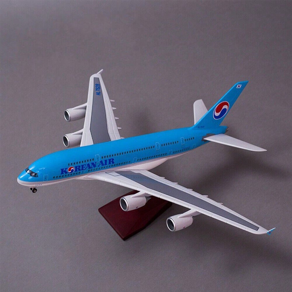 STONESKY 1:160 Korean Air Airbus A380 Resin Airplanes Model Ornament W/ LED Light Wheel