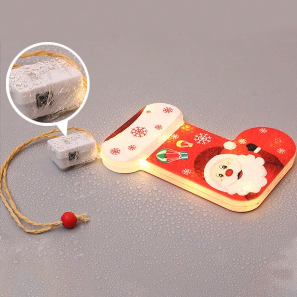 STONESKY 6Pcs Window Christmas Hanging LED Light Xmas Ornament Battery Xmas Tree Decor