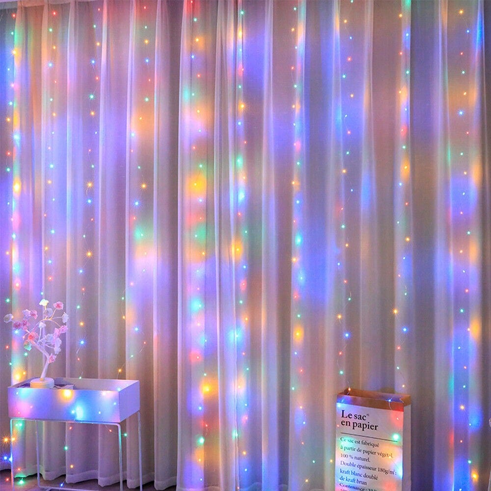 STONESKY 300 LED Curtain Fairy Lights USB String Light Xmas Wedding Party Decor w/ Remote