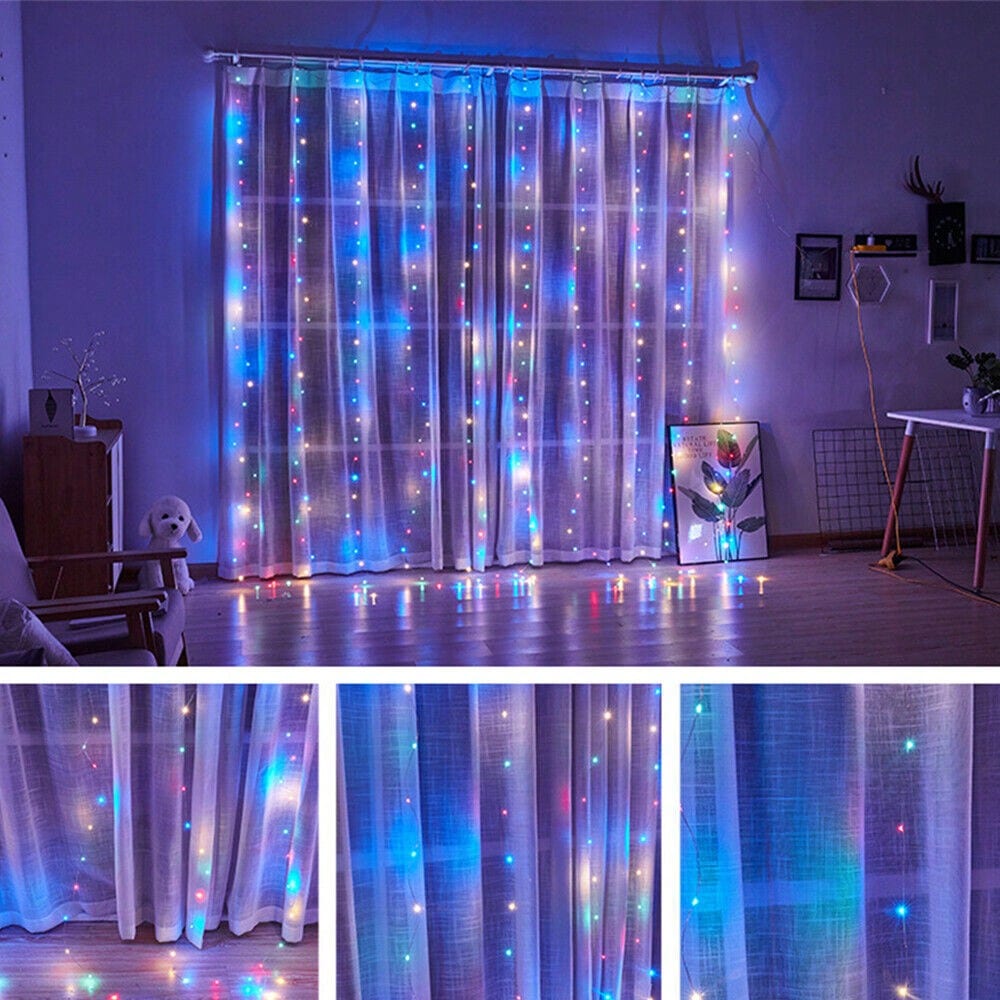 STONESKY 300 LED Curtain Fairy Lights USB String Light Xmas Wedding Party Decor w/ Remote
