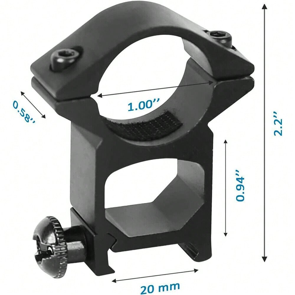 STONESKY 2Pcs High/Low Profile 1" Scope Ring Light Mount For 20mm Picatinny Weaver Rails