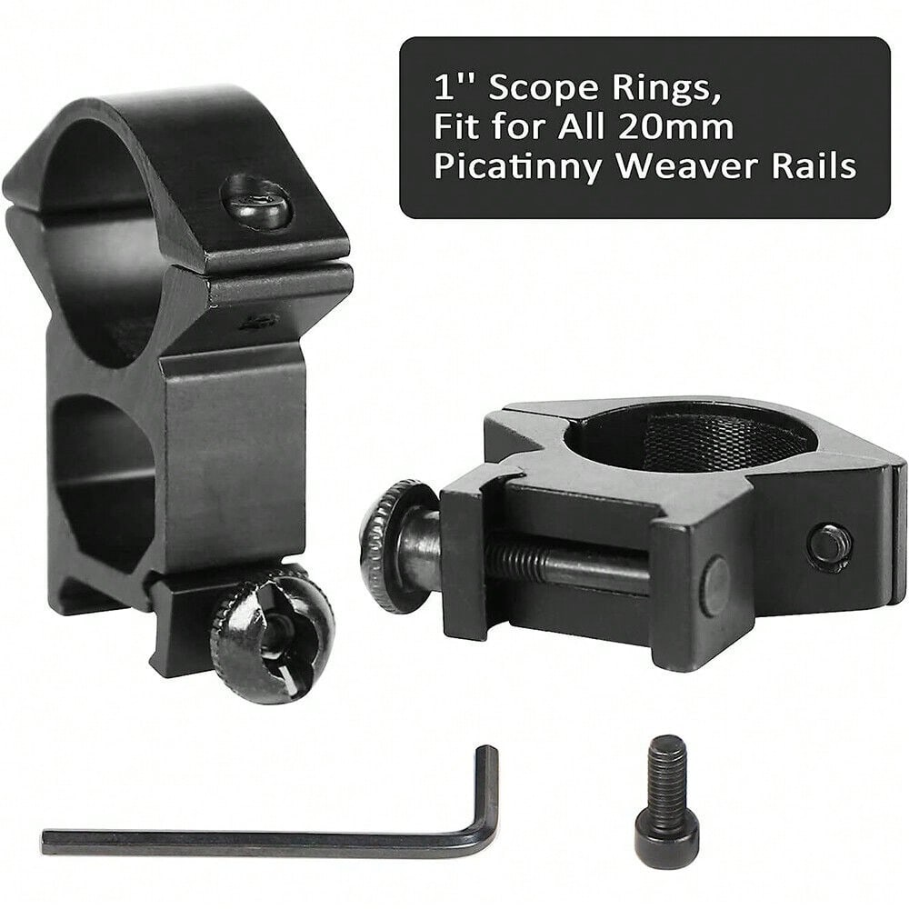 STONESKY 2Pcs High/Low Profile 1" Scope Ring Light Mount For 20mm Picatinny Weaver Rails