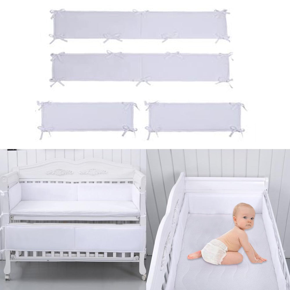 StoneSky 4PCS Baby Crib Bumper Pads Cotton Breathable Nursery Crib Liner Bumpers 4 Colors