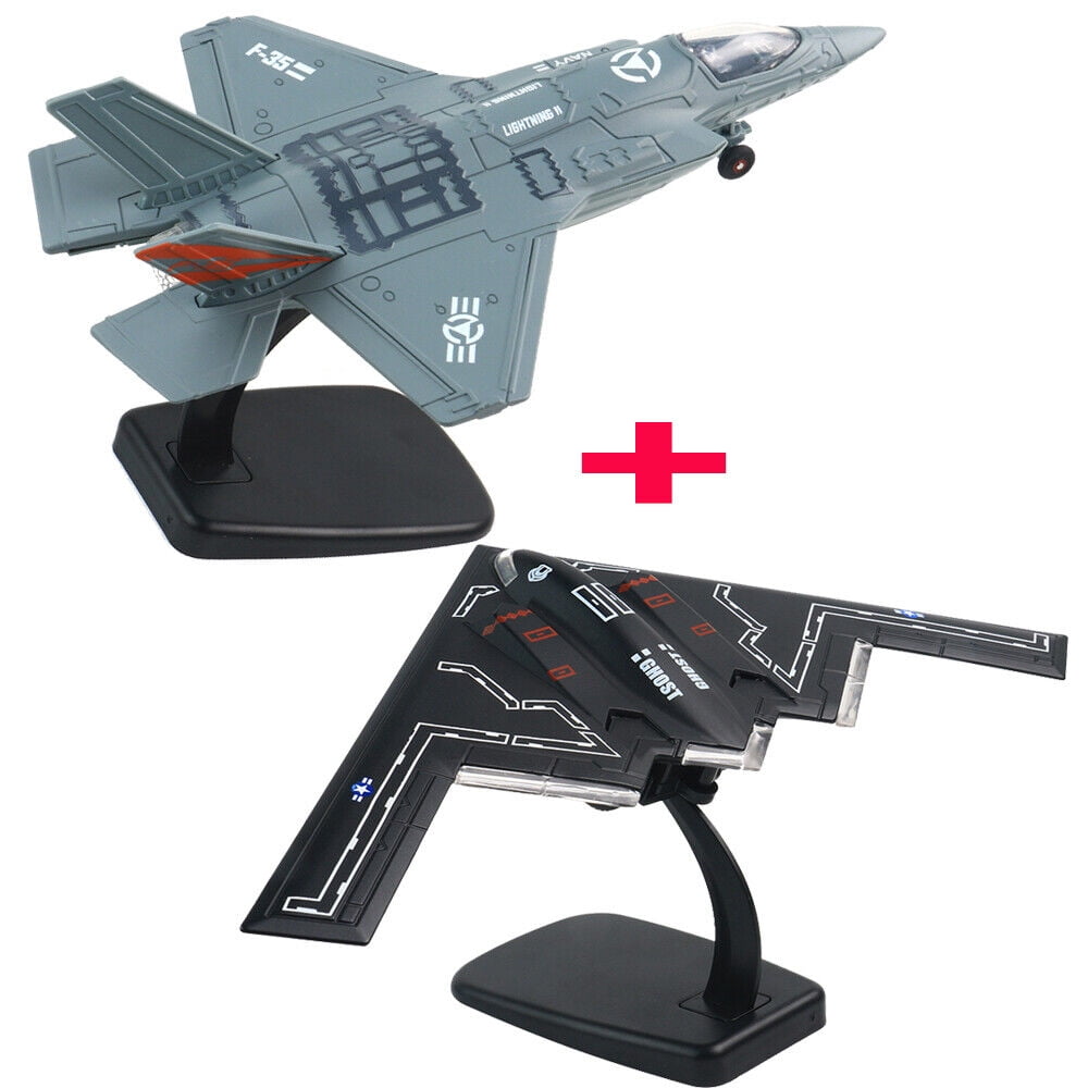 Set of 2 Diecast F-35 Jet Plane Model Fighter Toys w/Lights Sounds for Kids Gift