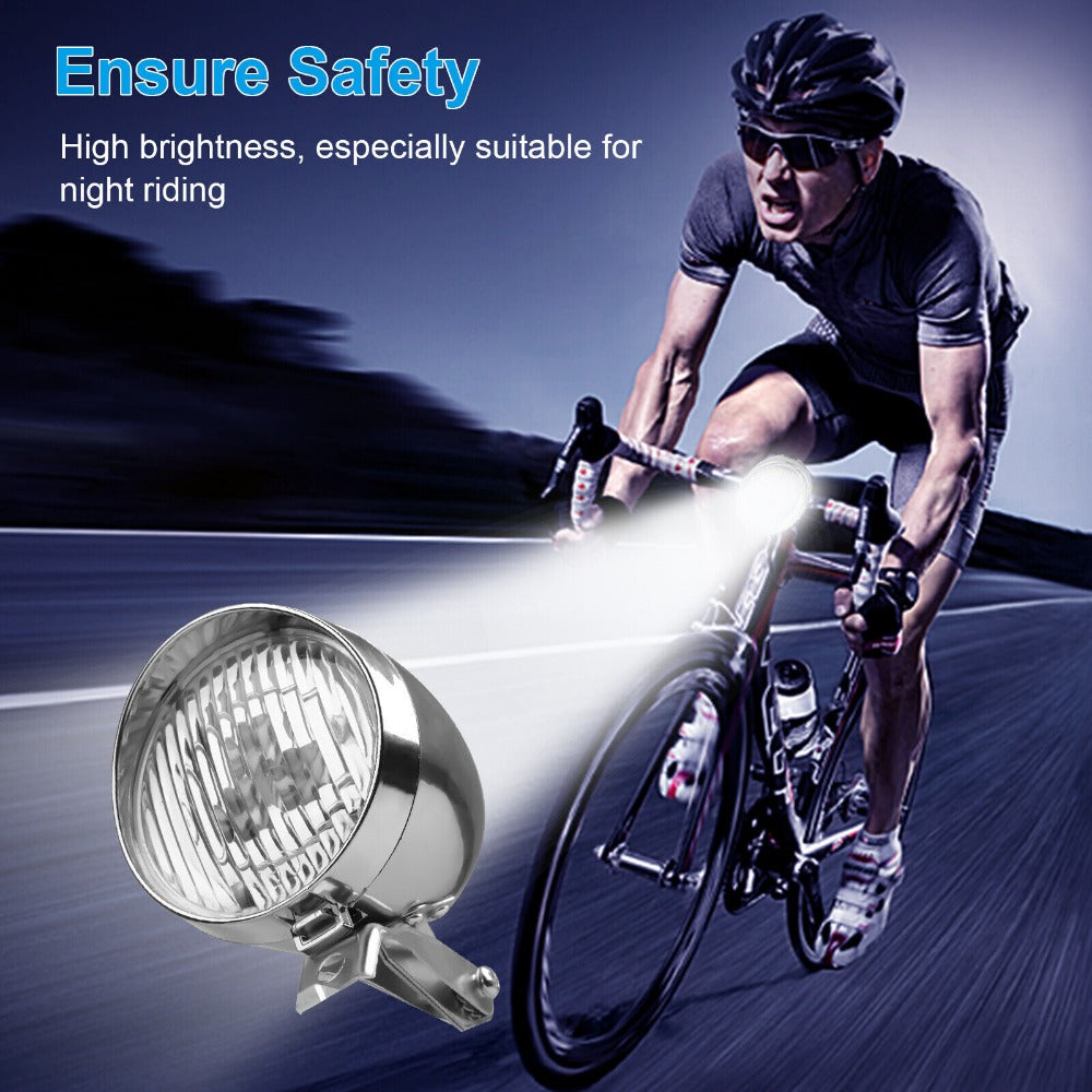 StoneSky 2Pack Classical Vintage 3-LED Bike Headlight Bicycle Retro Light Front Head Lamp