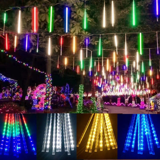 StoneSky 192 LED Meteor Shower Lights Fairy String Light Falling Rain Tree Garden Xmas US