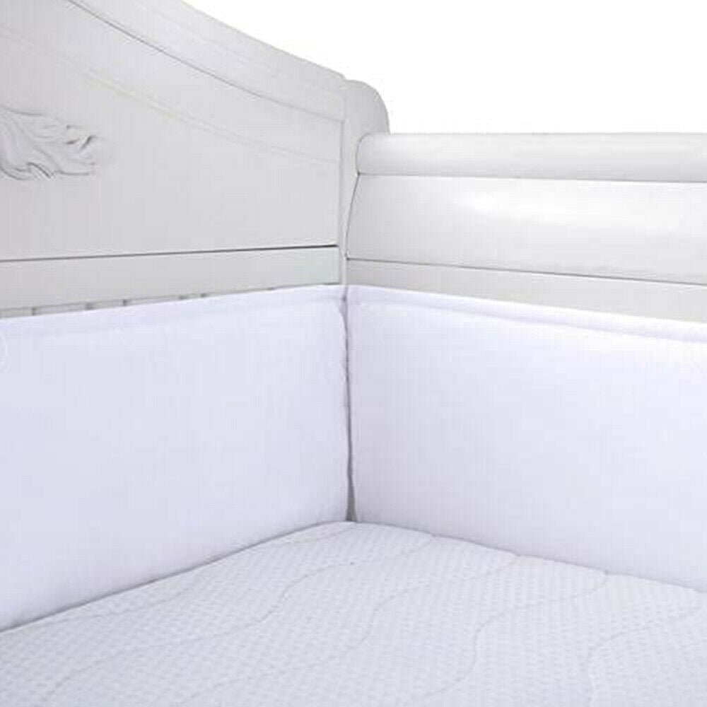 StoneSky 4 Piece White Baby Crib Bumper Pads Cotton Breathable Nursery Crib Liner Bumpers