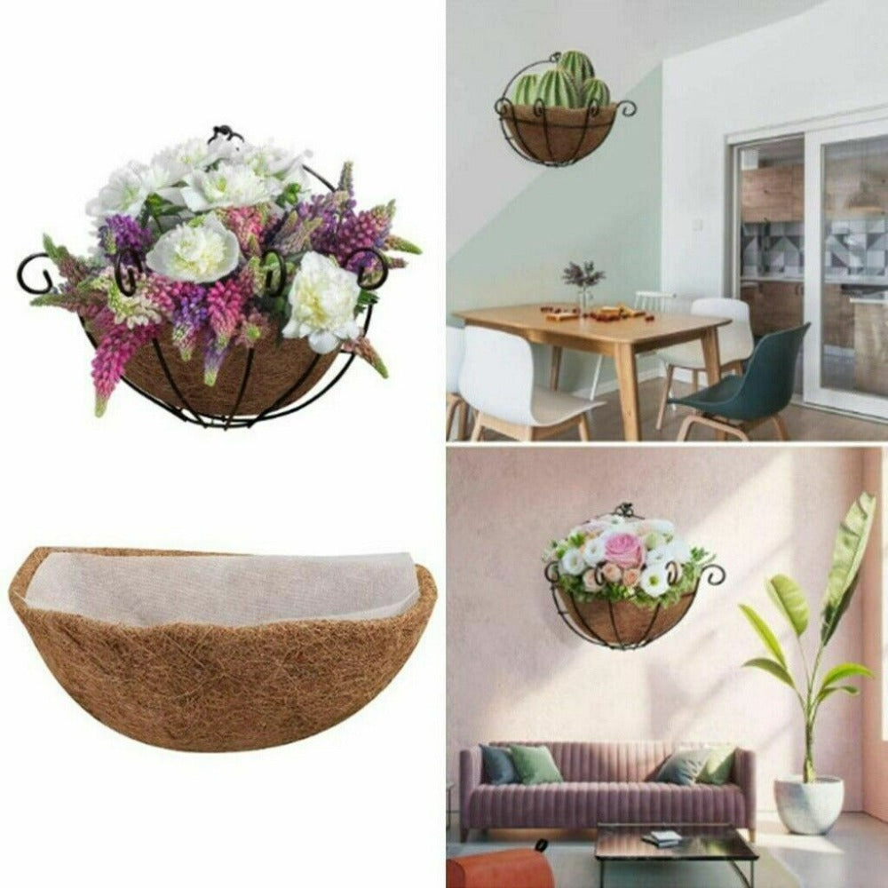 StoneSky 2Pcs 12 Inches Half Round Thick Coconut Fiber Plant Basket Liner and 2 Linings