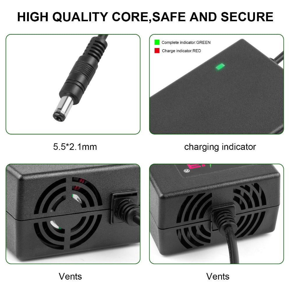StoneSky 48V 54.6V 2A 13S Electric Bike Ebike Li-ion Battery Charger DC 5.5x2.1mm Plug US