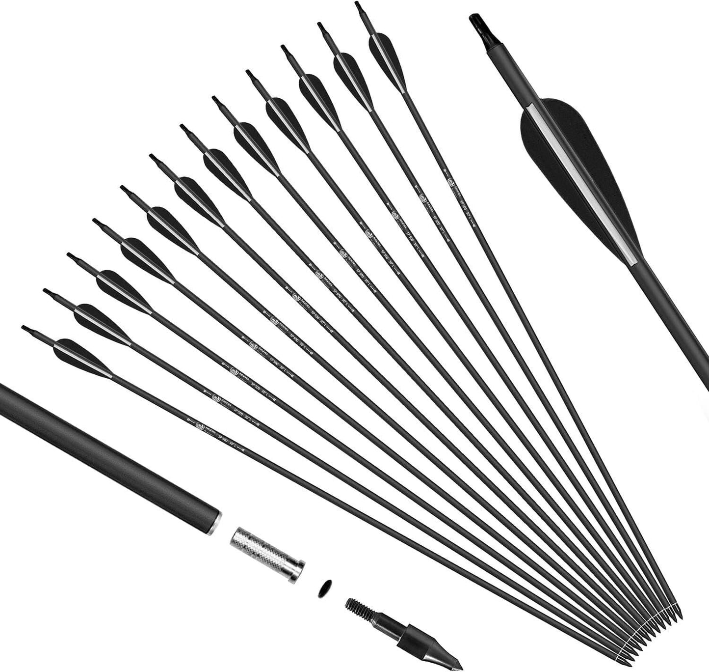 EROCK 12Pcs 30" Fiberglass Arrows Archery OD 7.8mm For Recurve/Compound bow Hunting