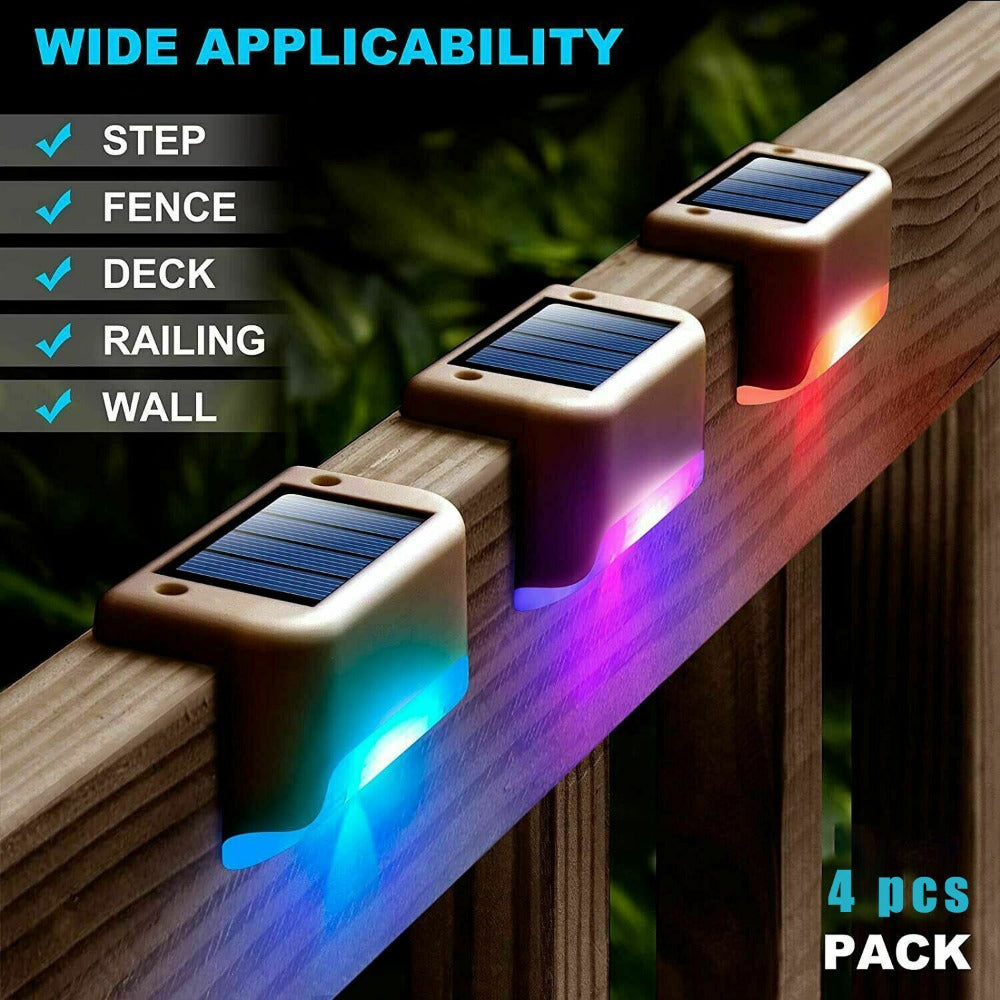 StoneSky 4Pcs Solar LED Deck Lights Outdoor Path Garden Pathway Stairs Step Fence Lamp US