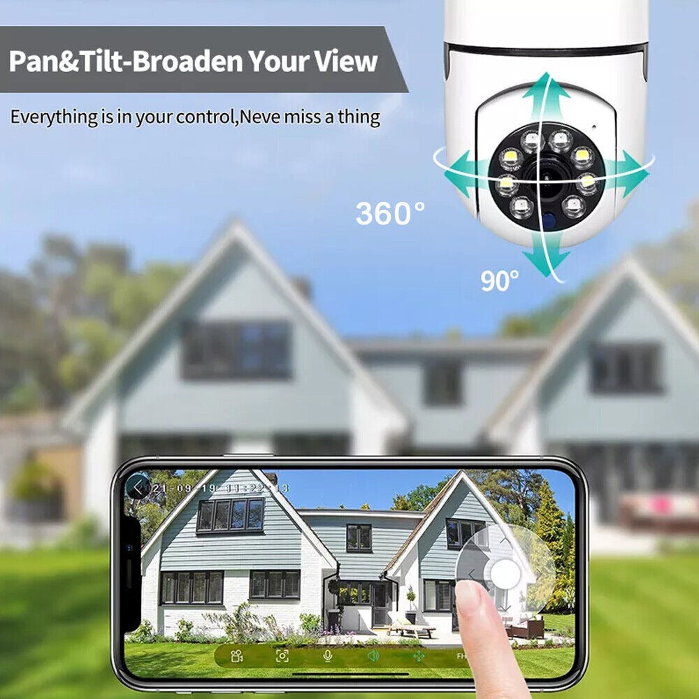 STONESKY 360° 1080P E27 Light Bulb IP Camera Wi-Fi IR Night Smart Home Wireless Security