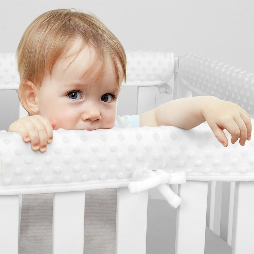StoneSky 4Pcs Quilted Standard Crib Rail Cover Protector Safe Teething Guard Wrap White
