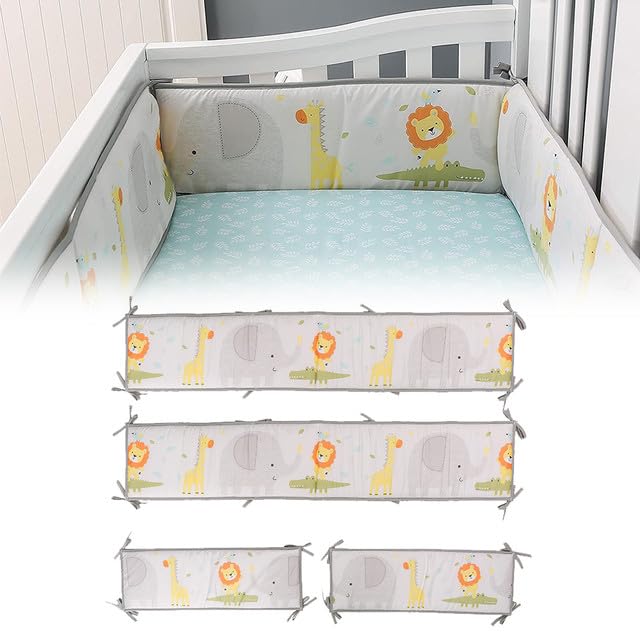 4Pcs Cotton Rectangle Surround Pads, Soft Breathable Patterned Surround Protector Pads Set