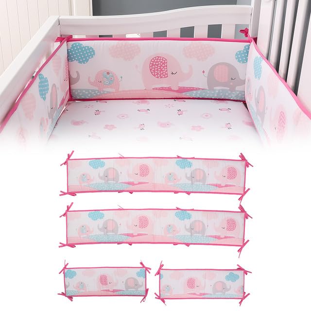 4Pcs Cotton Rectangle Surround Pads, Soft Breathable Patterned Surround Protector Pads Set