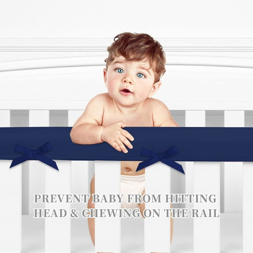 StoneSky 4pc Quilted Crib Rail Cover Protector Safe Teething Guard Wrap for Standard Crib