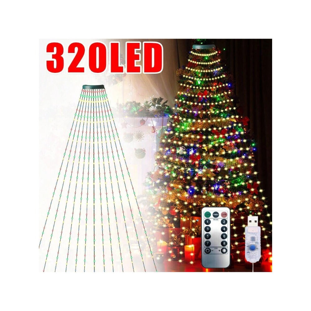 STONESKY Christmas Tree Waterfall String Lights 6.56FT x 16 Lines 320 LED USB Xmas Lights