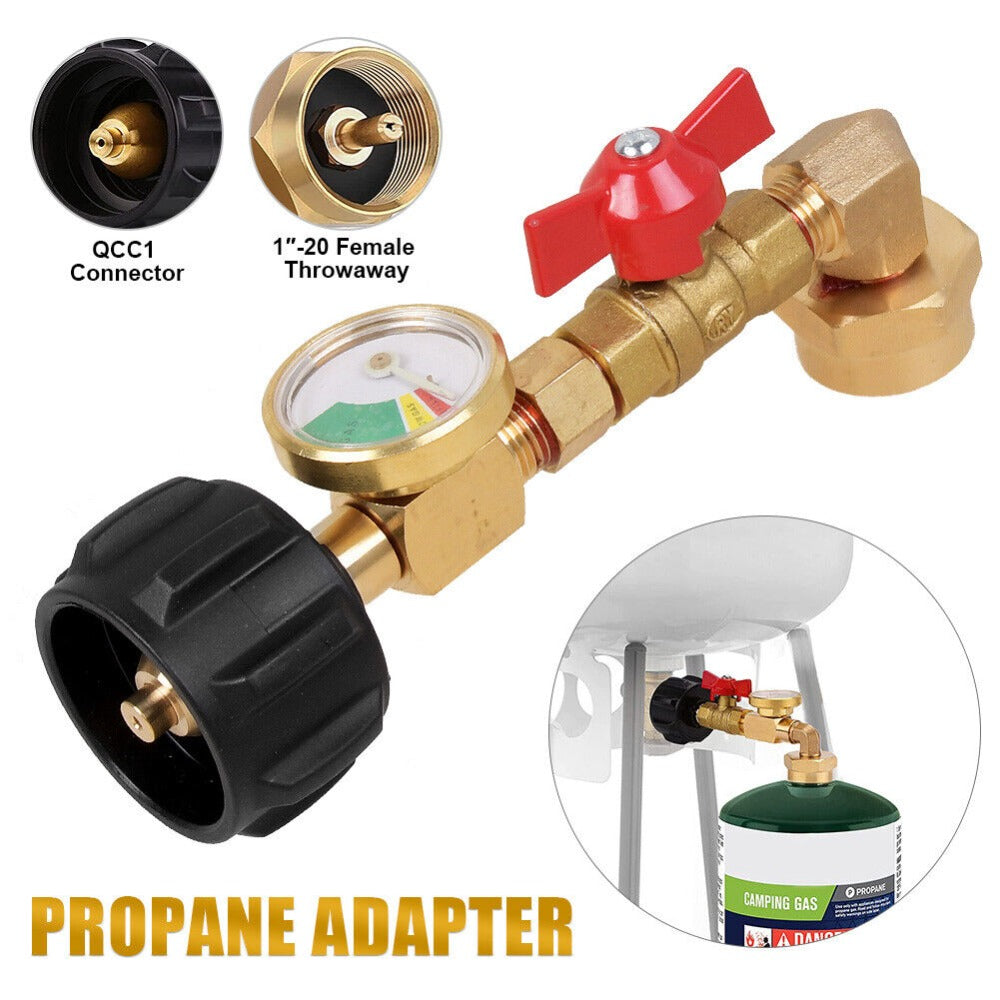 StoneSky Propane Refill Adapter with Valve and Gauge, Fill 1 Lb Bottles From 5-40 Lb Tank