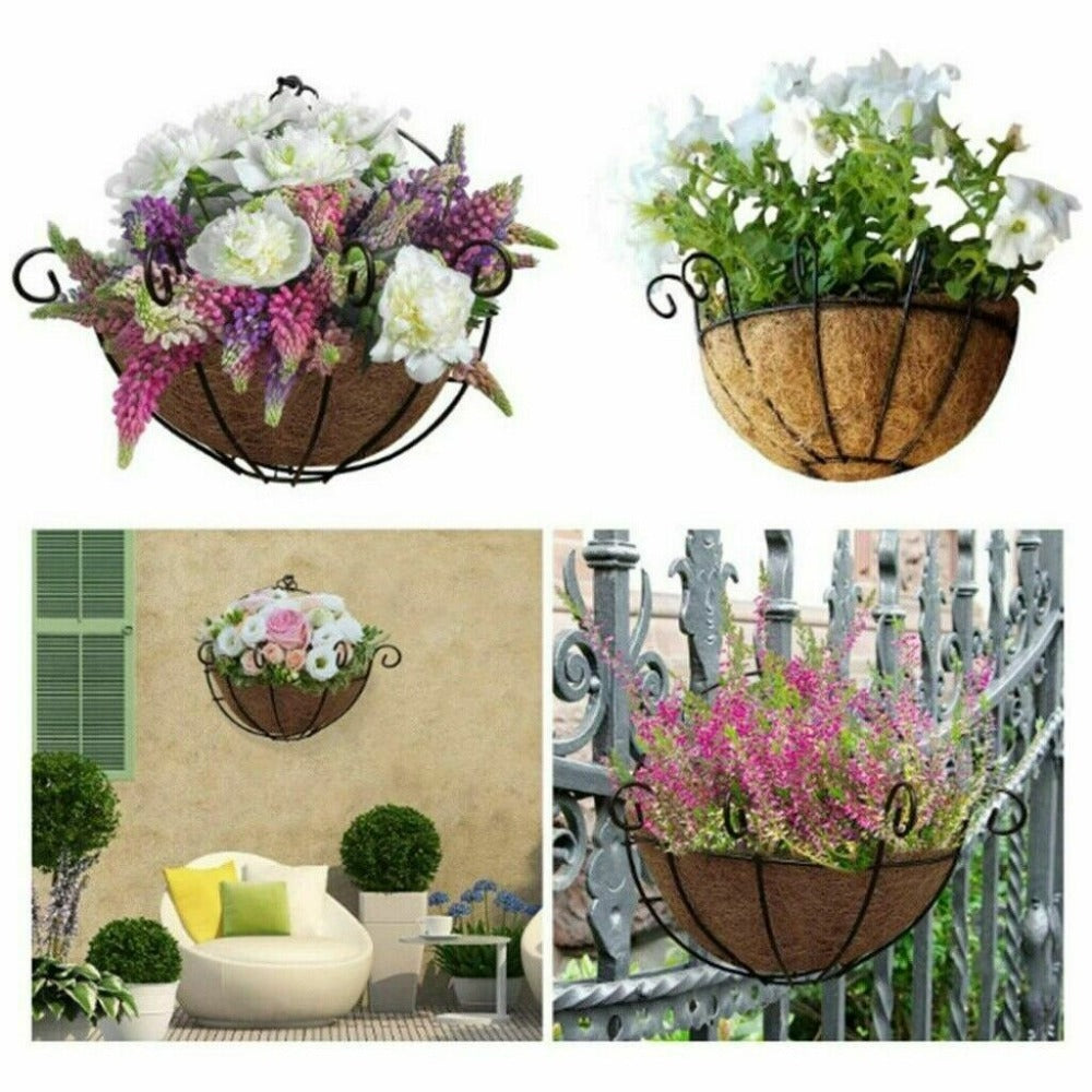 StoneSky 2Pcs 12 Inches Half Round Thick Coconut Fiber Plant Basket Liner and 2 Linings