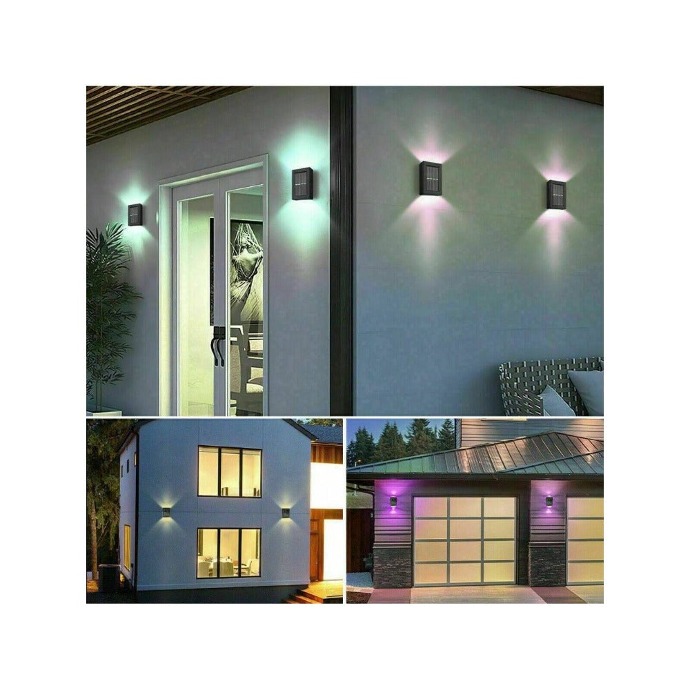 STONESKY 2Pcs Color Change Solar 2 LED Deck Lights Garden Patio Pathway Step Fence Lamps