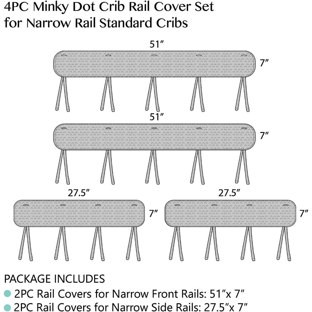 StoneSky 4 in 1 Baby Crib Rail Covers for Teething Anti-Collision Standard Crib Guardrail