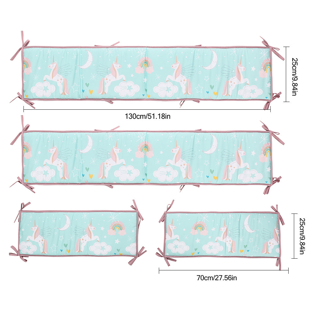 StoneSky 4PCS Baby Crib Bumper Cotton Liner Breathable Soft Cot Cradle Protector Pad Sets