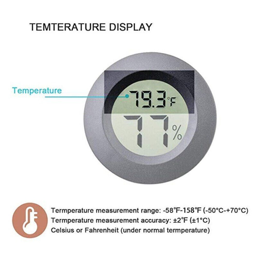 StoneSky 5Pack Digital Cigar Humidor Hygrometer Thermometer Temperature Meter Round Gauge