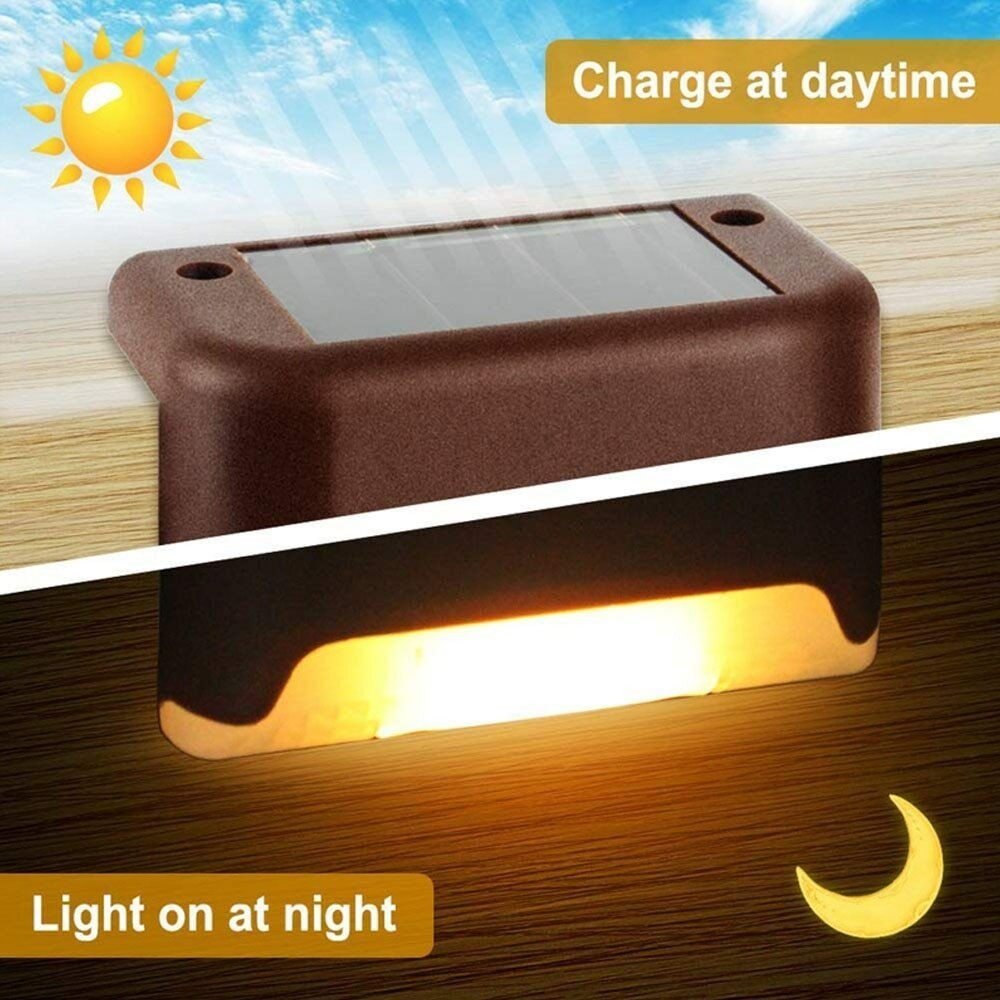 StoneSky 4Pcs Solar LED Deck Lights Outdoor Path Garden Pathway Stairs Step Fence Lamp US