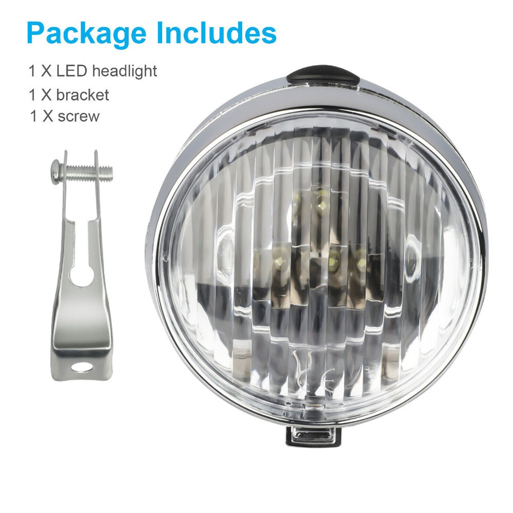 StoneSky 2Pack Classical Vintage 3-LED Bike Headlight Bicycle Retro Light Front Head Lamp