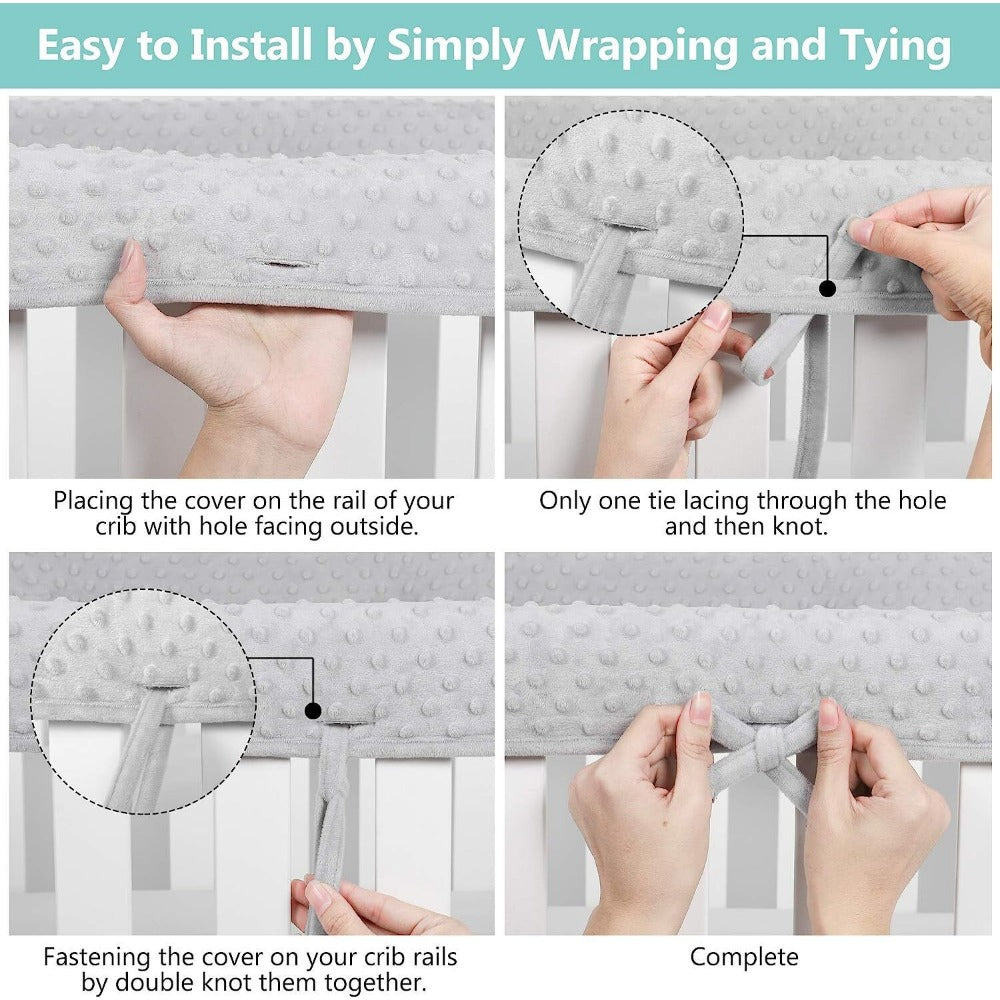 StoneSky 4 in 1 Baby Crib Rail Covers for Teething Anti-Collision Standard Crib Guardrail