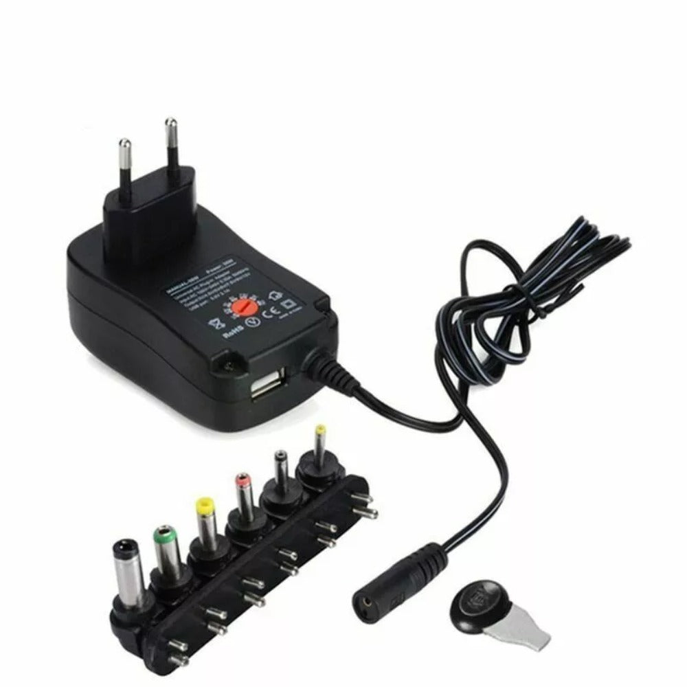 STONESKY 30W Universal AC/DC Adapter, Dteck Multi Voltage Switching Power Supply with 8 Selectable Tips & 5V 2.1A USB Port For 3V to 12V Max 2A Household Electronics and LED Strip
