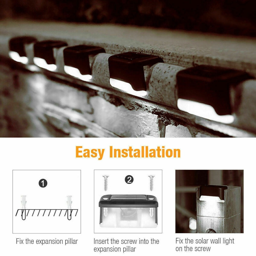 StoneSky 4x Solar LED Deck Lights Outdoor Garden Patio Railing Decks Path Lighting Brown