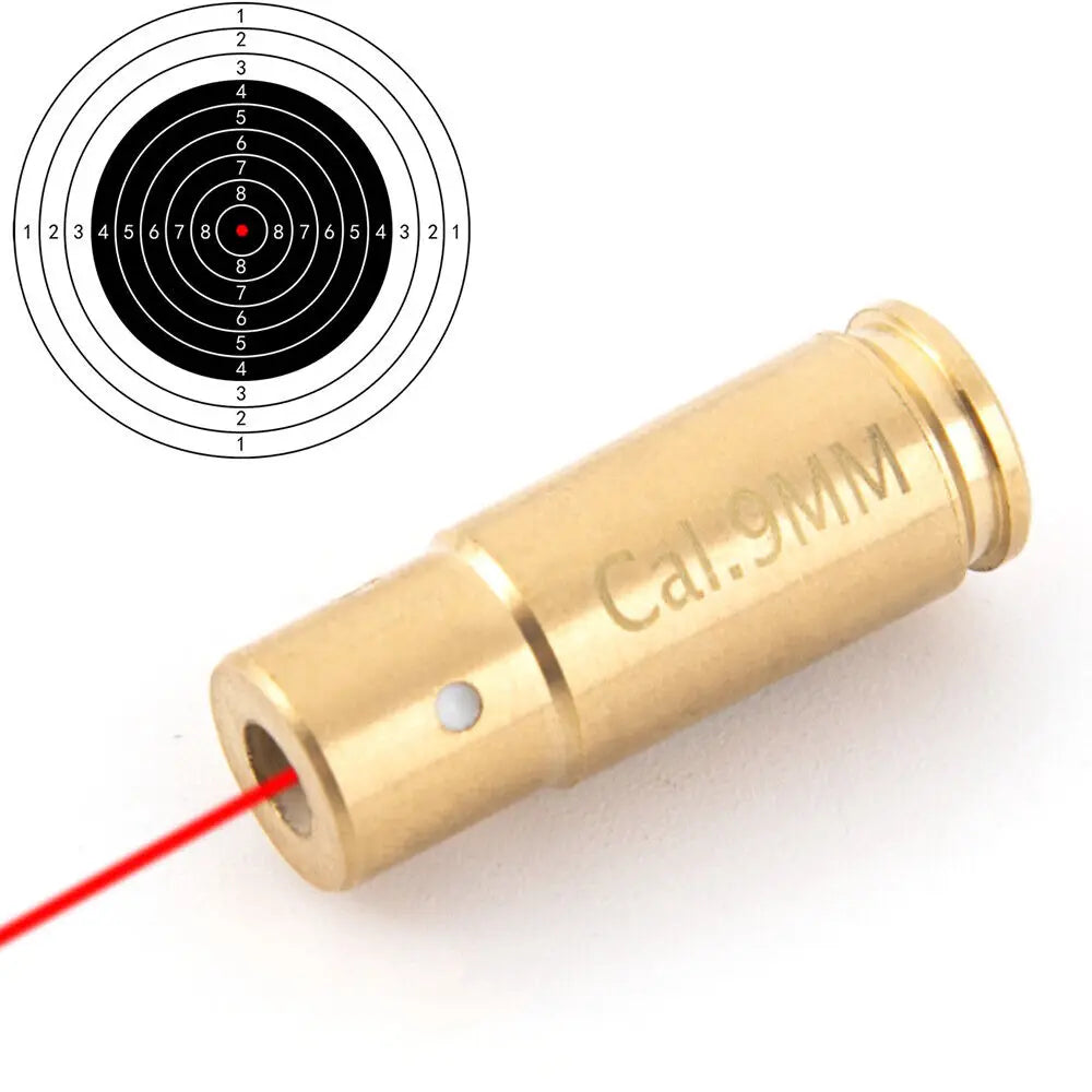 STONESKY CAL 9mm Red Laser Bore Sight Cartridge Bullet Shap Boresighter w/ 6 Batteries US