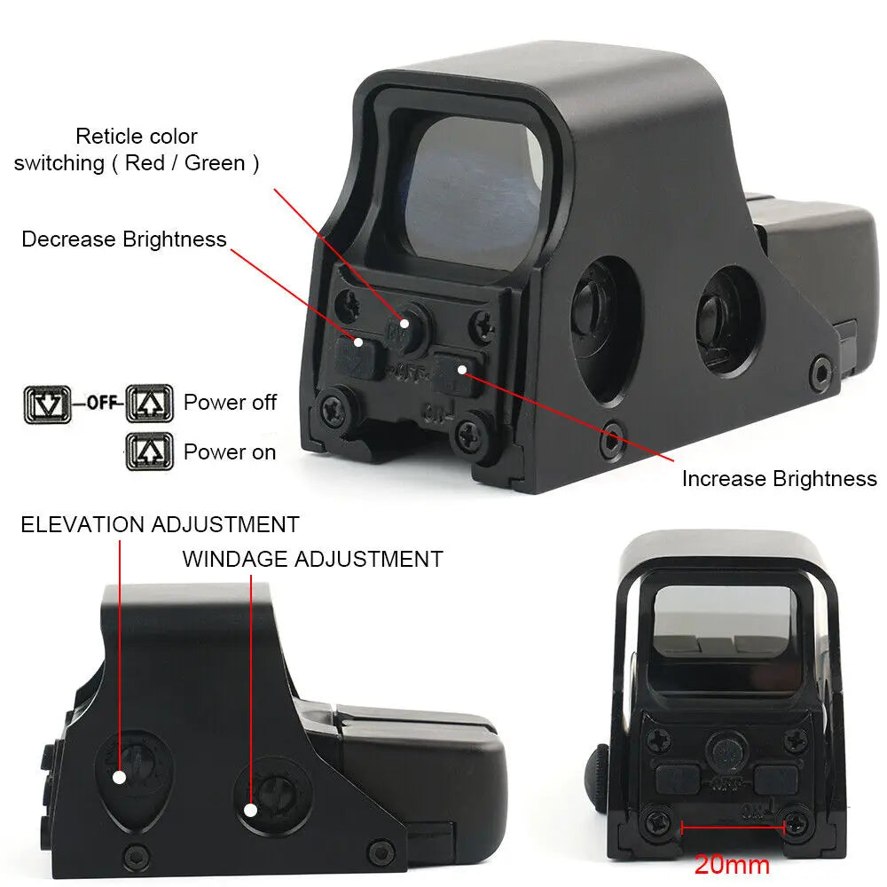 STONESKY Premium Tactical 551 Holographic Sight with Red Green Dot Optic Reflex Sight Scope for Riflescopes