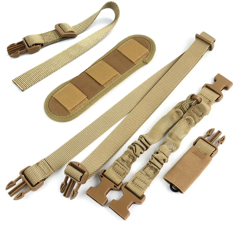 STONESKY Single One Point Bungee Gun Rifle Sling w/ Shoulder Pad+QD HK Clip+Swivels Strap for Hunting