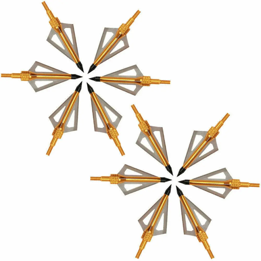 STONESKY Hunting Bow Archery 3 Blade 100 grain Crossed Broadhead Arrow Point Tips w/Box archery accessories