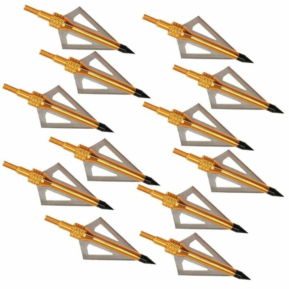 STONESKY Hunting Bow Archery 3 Blade 100 grain Crossed Broadhead Arrow Point Tips w/Box archery accessories
