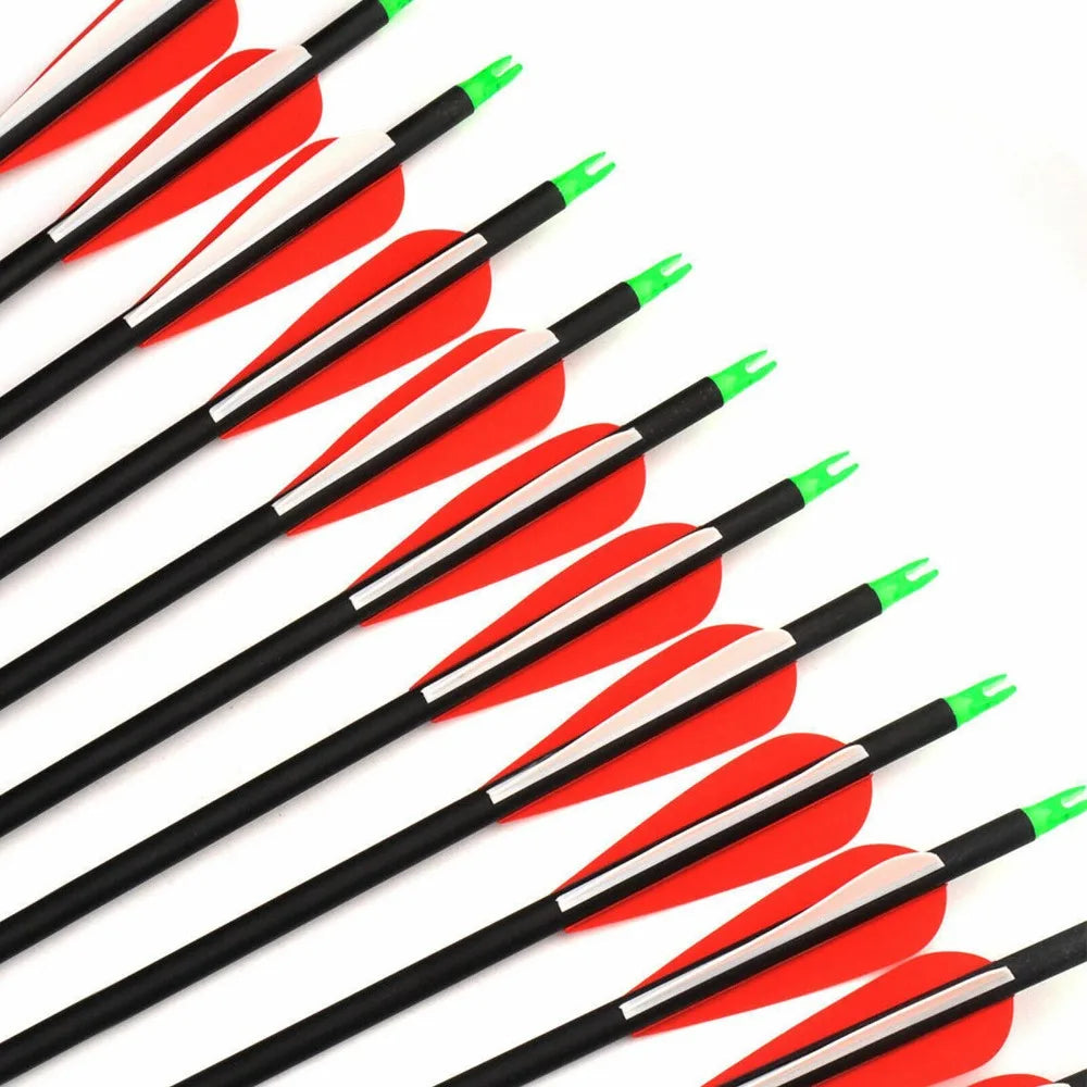 STONESKY 12Pack 30-inch Carbon Arrows SP500 Archery Hunting For Compound&Recurve Bow for hunting